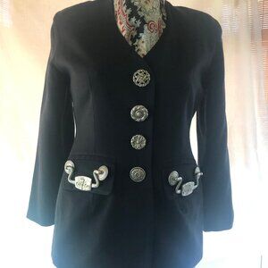 Todd Oldham "Wool Chest of Drawers" Black Wool Jacket